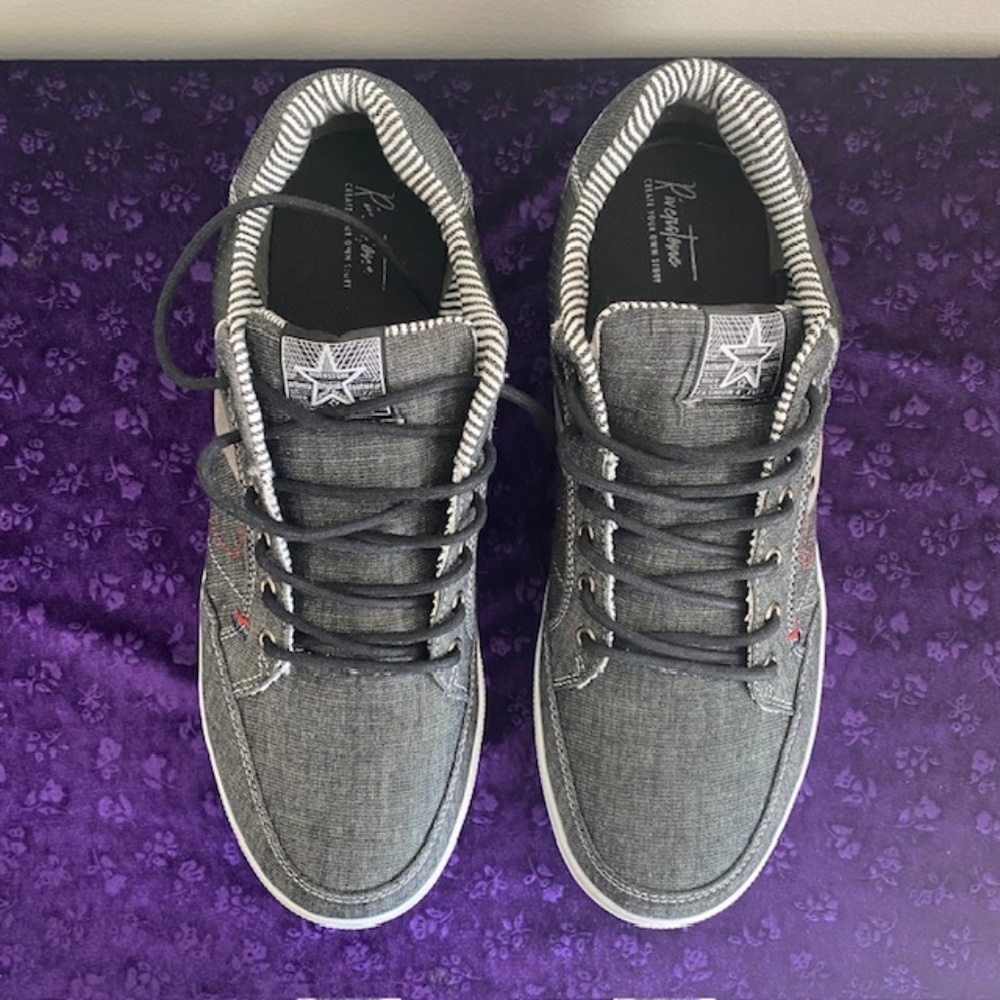 RIVERSTONE Gray White Canvas Laces Sports Men Shoes Size 13 US